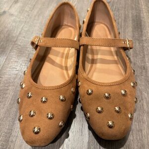 Universal Thread Brown Flats with Gold Studs